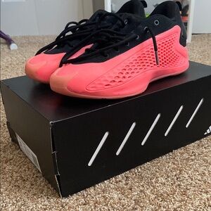 Adidas Pink and Black Sneakers with Mesh Upper and Cushioned Midsole